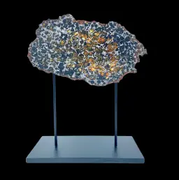 112 g Pallasite meteorite slice showcasing Widmanstätten pattern, 4 bln years old