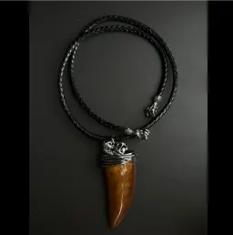 Silver pendant with Carcharodontosaurus tooth