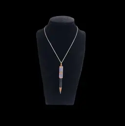Antique Guilloché Enamel Pencil Holder Pendant on Chain