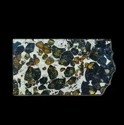 14.84 g Pallasite  meteorite slice showcasing Widmanstätten pattern, 4 bln years old