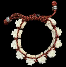 Untamed Beauty: Python Bone Bracelet with Artisanal Textile Cord