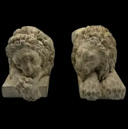 Contemporary Sculpture – Reclining Lions, Pair Composition