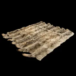 Siberian Splendor: Luxe Gray Wolf Fur Blanket with Authentic Wolf Tails, 215 x 225 cm