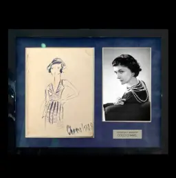Coco Chanel（可可·香奈兒）親筆簽名高級訂製時裝草圖，1928 年