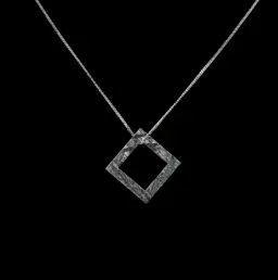 Geometric Elegance: Square Muonionalusta Meteorite Pendant