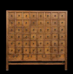 Eastern Apothecary Cabinet with Bronze Coin Hardware