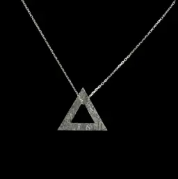 Celestial Triangle: A Timeless Muonionalusta Meteorite Necklace