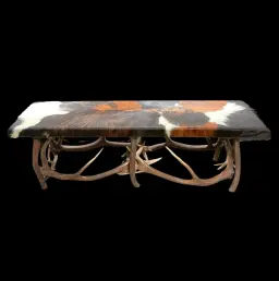 Antler Bench with Cowhide Upholstery – Statement of Rustic Elegance