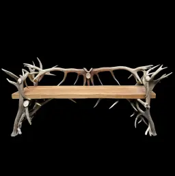 Robust Antler Bench with Oak – Strength and Elegance Combined