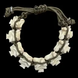 Wild Elegance: Handcrafted Python Bone Bracelet with Woven Textile Cord