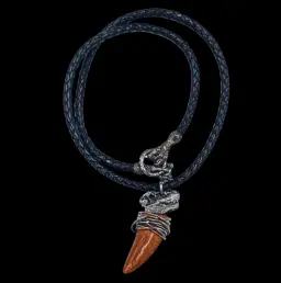 Silver pendant with Carcharodontosaurus tooth, 5.1. cm