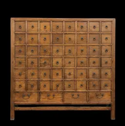 Eastern Apothecary Cabinet with Bronze Coin Hardware