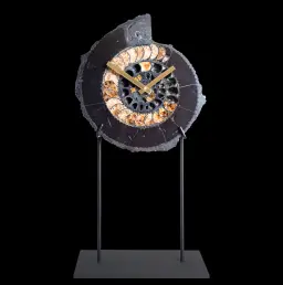 “Timekeeper of Eternity” – Wall Clock with Authentic Ammonite Speetoniceras versicolor, Russia