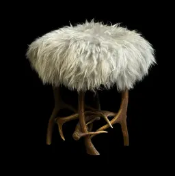 Antler Stool with Gray Sheepskin – Subtle Sophistication in Design
