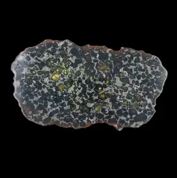 94 g Pallasite meteorite slice showcasing Widmanstätten pattern, 4 bln years old