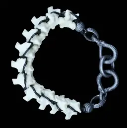 Silver and Ruby Snake Skeleton Bracelet
