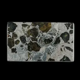 21.8 g Pallasite meteorite slice with etched Widmanstätten texture