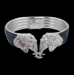 Elephant Hair Bracelet with Sterling Silver Elephant Head Clasp