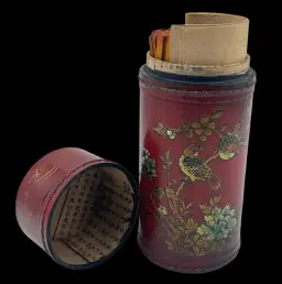Chinese Fortune Sticks in Hand-Painted Lacquer Case – A Spiritual Artifact from 1950-1960s China