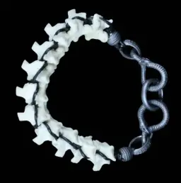 Silver and Ruby Snake Skeleton Bracelet
