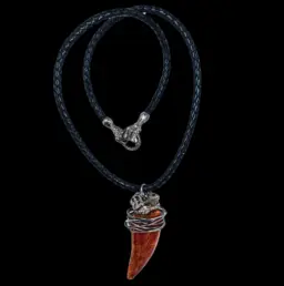 Silver pendant with Carcharodontosaurus tooth, 7.2 cm