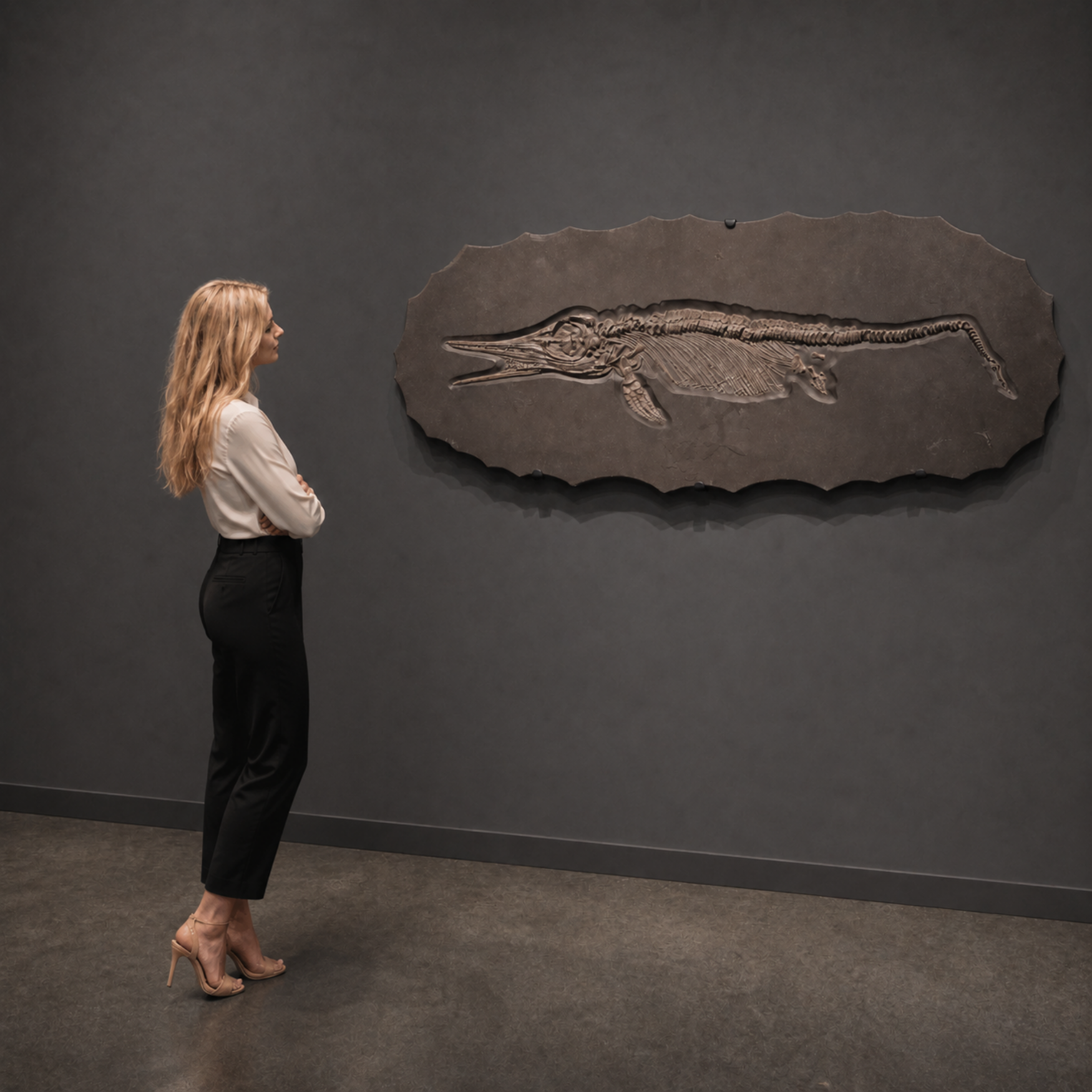 Skeleton of marine predator (Ichthyosaur), circa 178 mln years old, Germany, well preserved - preview photo 2123