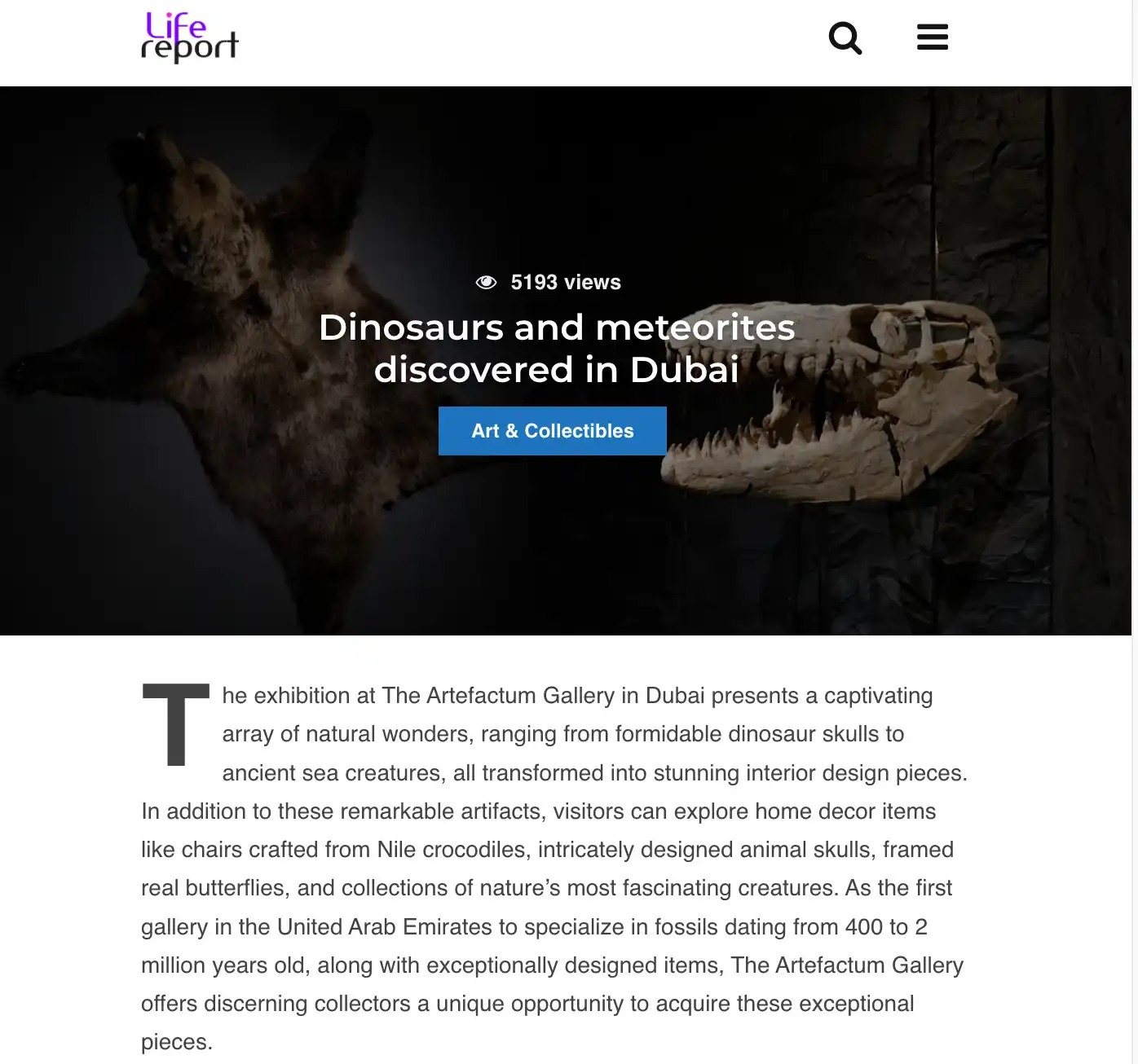 Dinosaurs and meteorites discovered in Dubai