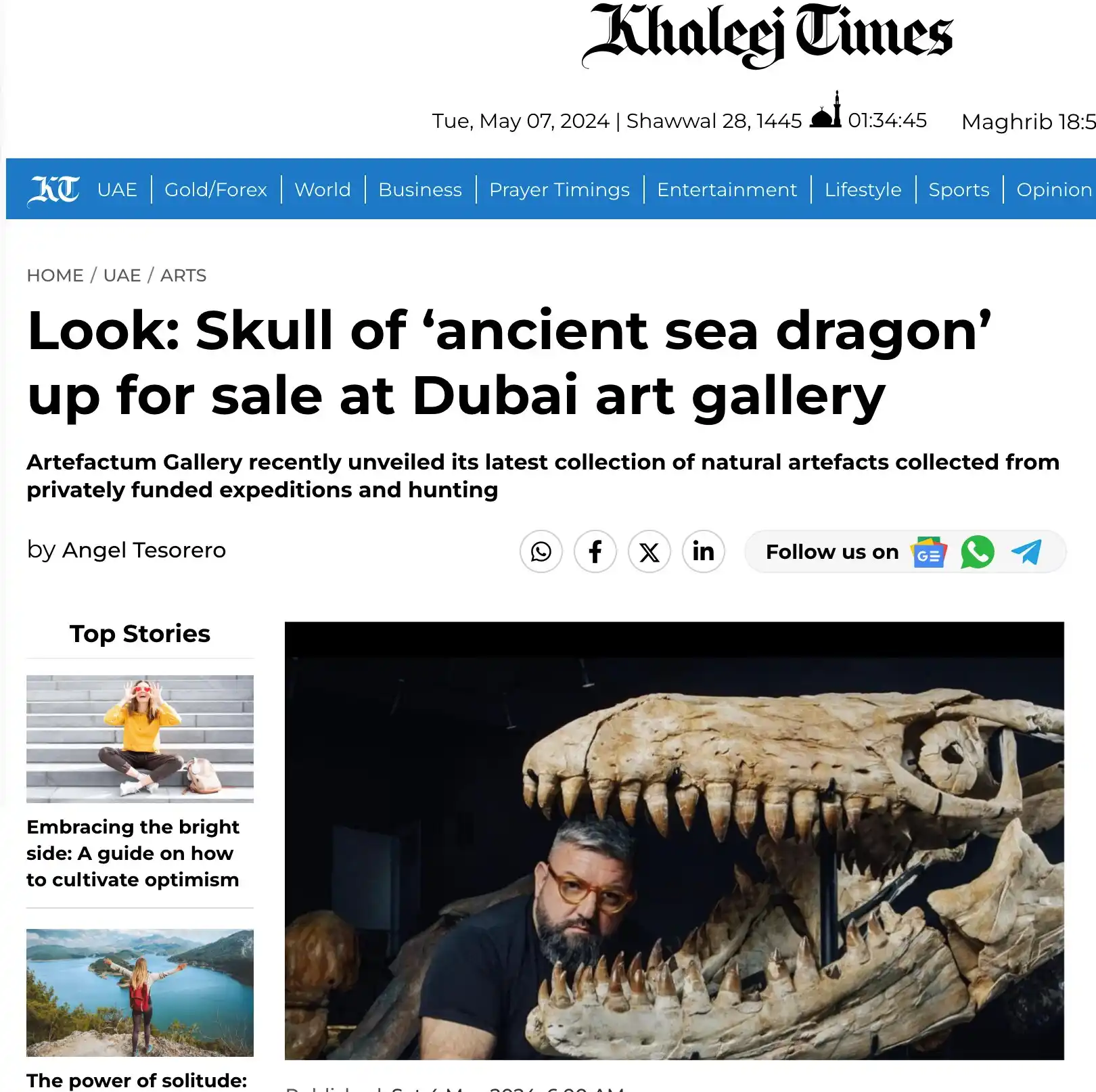 Look: Skull of ‘ancient sea dragon’ up for sale at Dubai art gallery