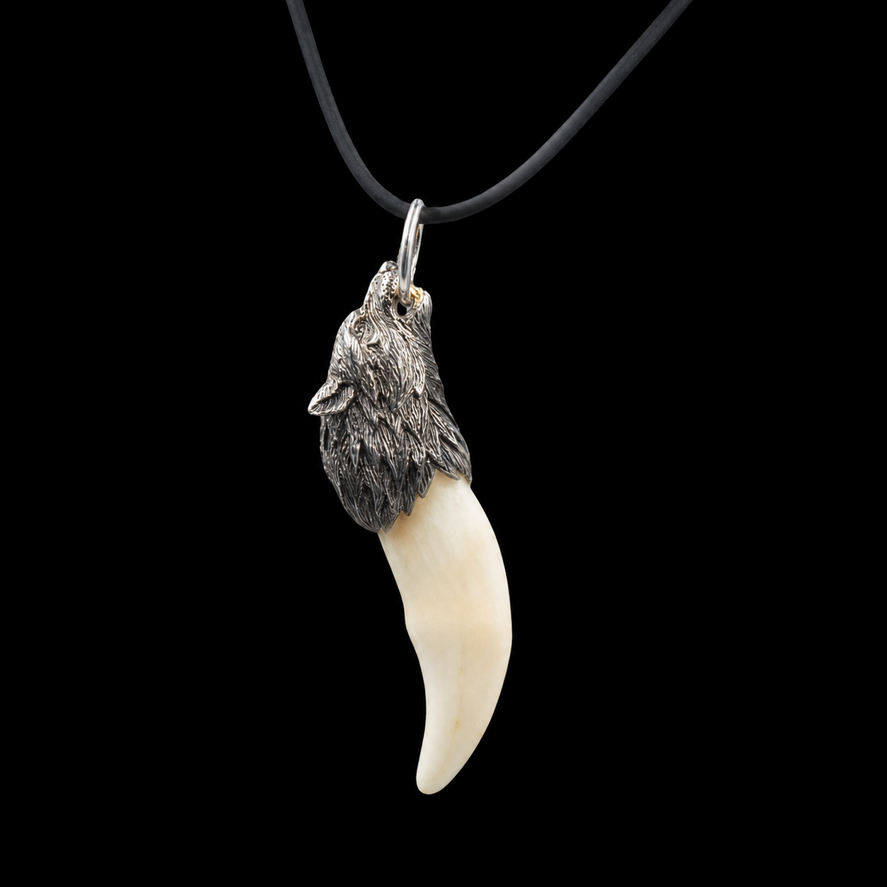 Guardian of the Wild: Wolf Tooth Pendant in Silver with Wolf Head Design - preview photo 2123