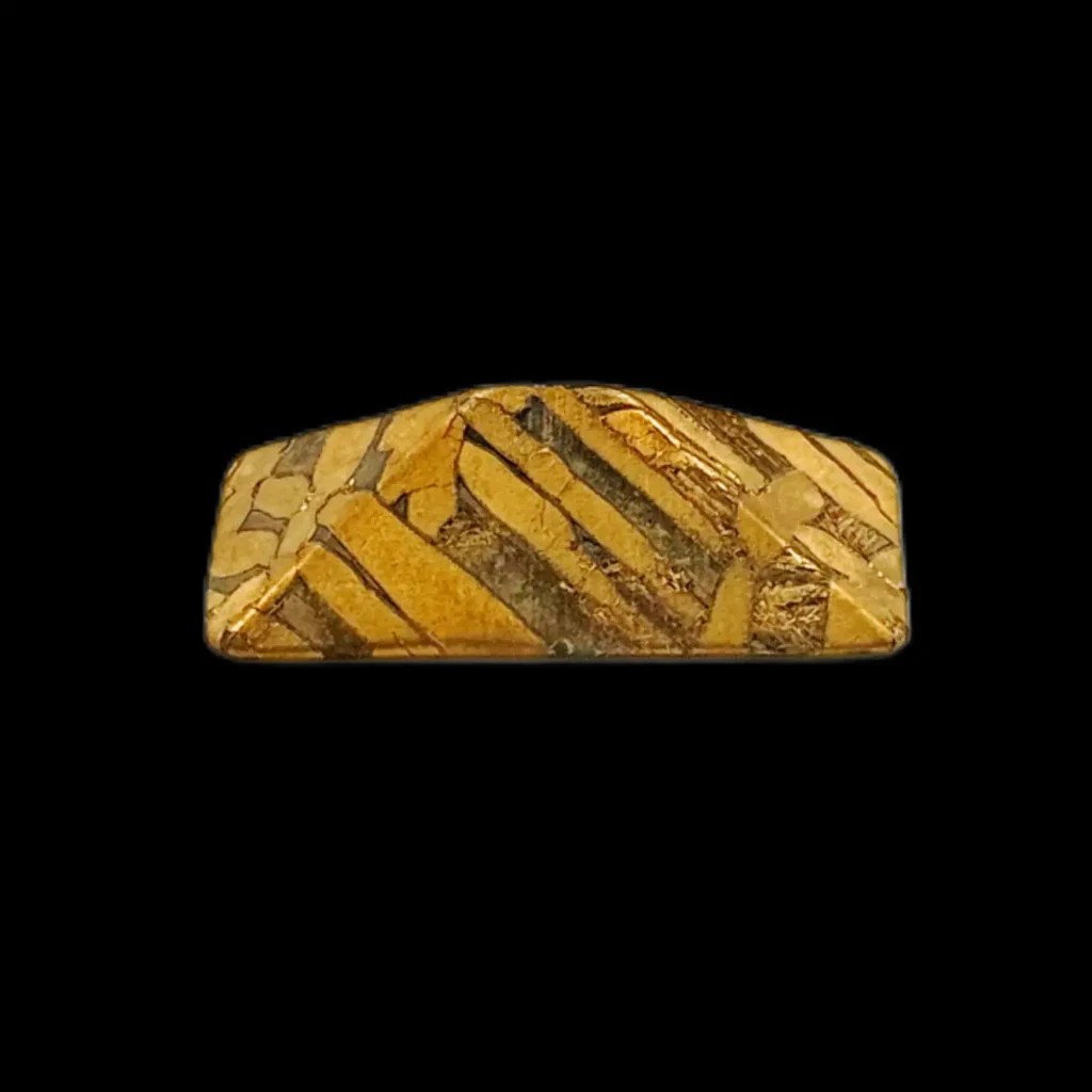 5.565 g Seymchan meteorite fragment, 24k gold gilded, Widmanstätten pattern, 4 bln years old, Russia