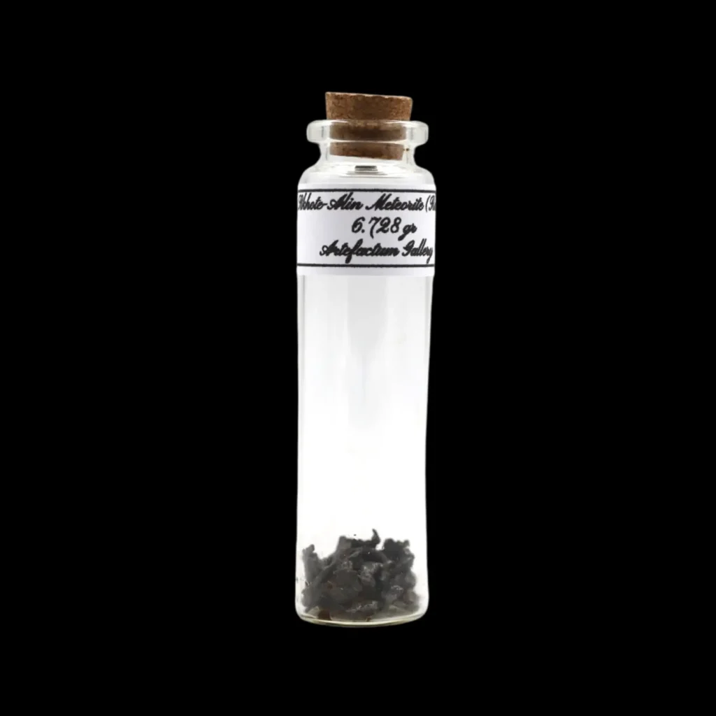 6.728 g Sikhote-Alin meteorite in sealed bottle, Russia