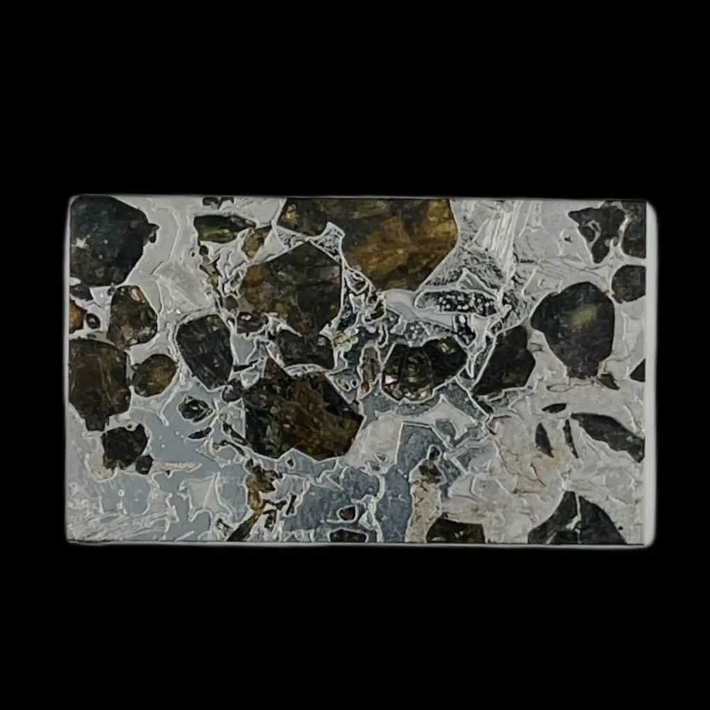 21.8 g Seymchan meteorite slice with etched Widmanstätten texture, Russia