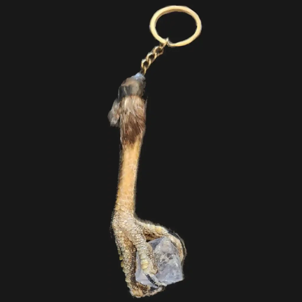 Buzzard Foot Keychain with Rock Crystal – A Symbol of Vision and Purity