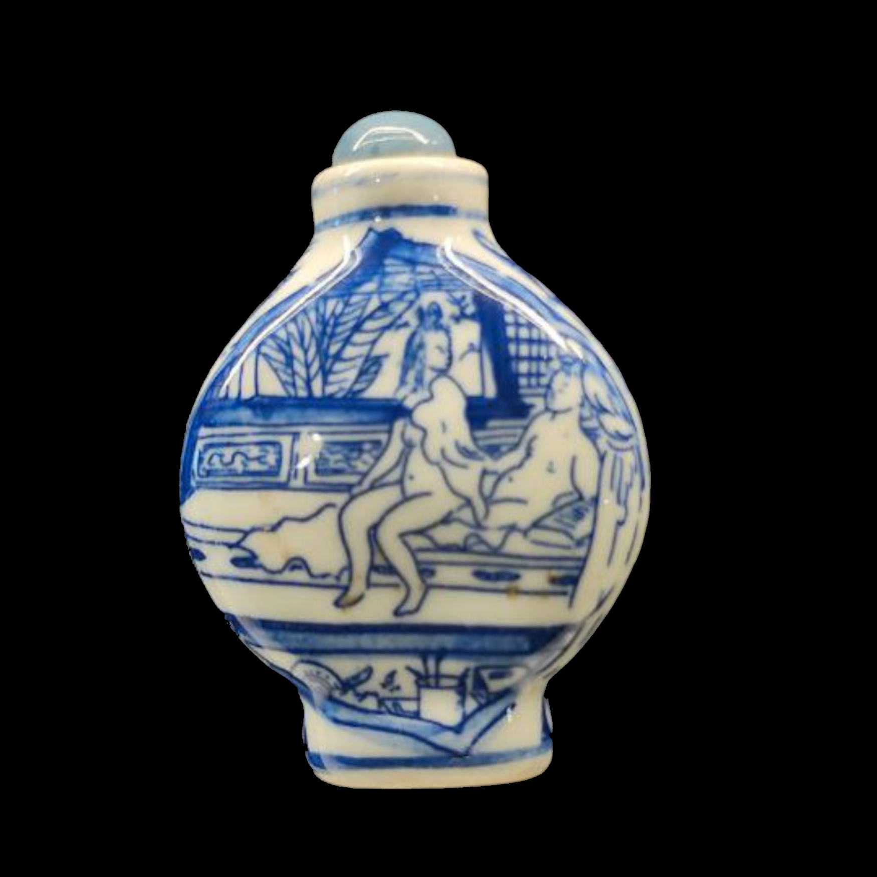 ECC-2 Antique Chinese Blue and White Porcelain Snuff Bottle – 19th Century - preview photo 2123