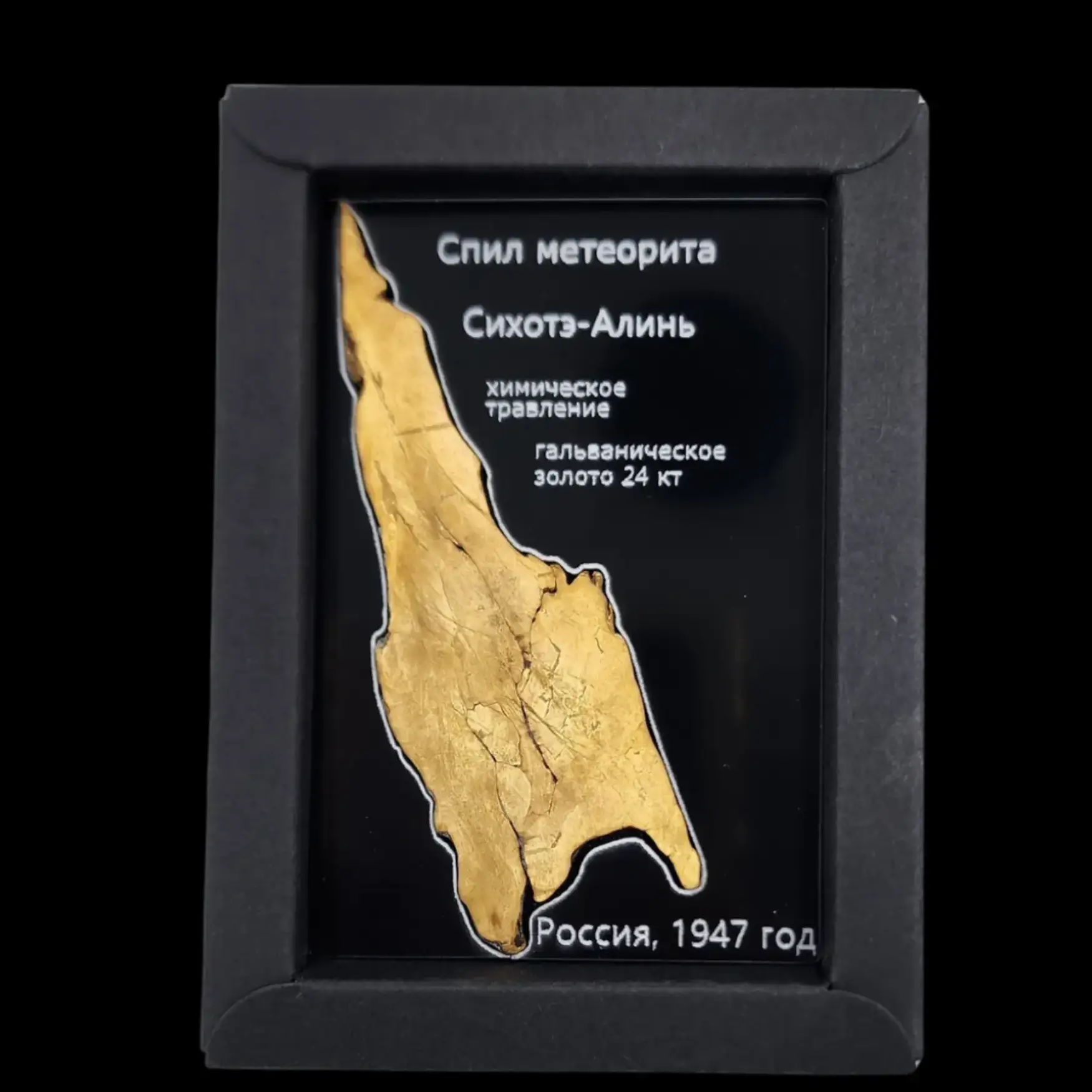 24.71 gr Sikhote-Alin Meteorite Slice with Chemical Etching and 24K Gold - preview photo 2123