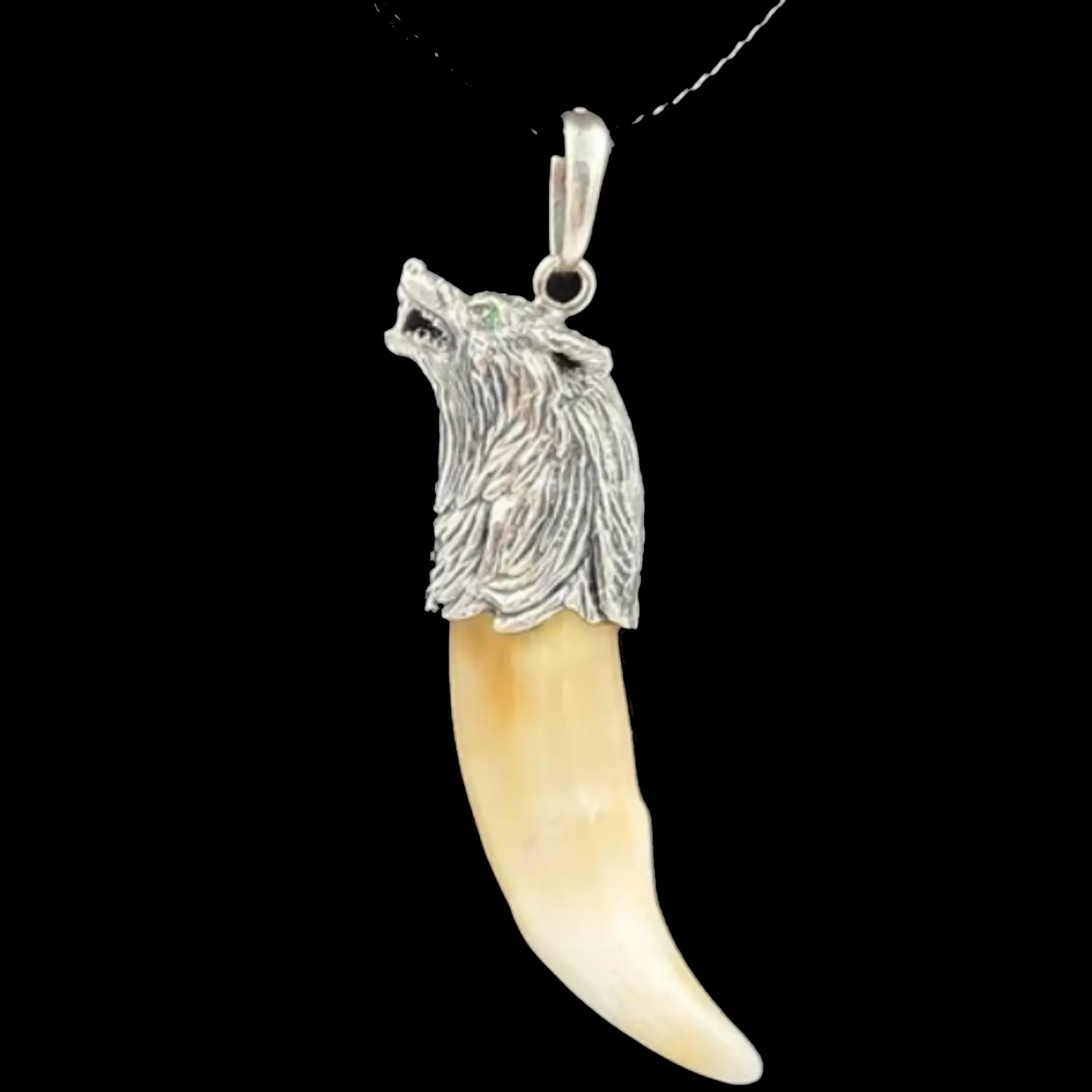 Wolf Tooth Pendant with Sculpted Wolf Head - preview photo 2123