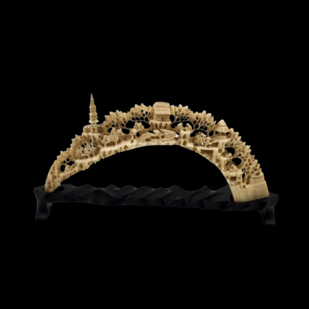 Japanese table decoration made from hippopotamus tusk - preview photo 3123