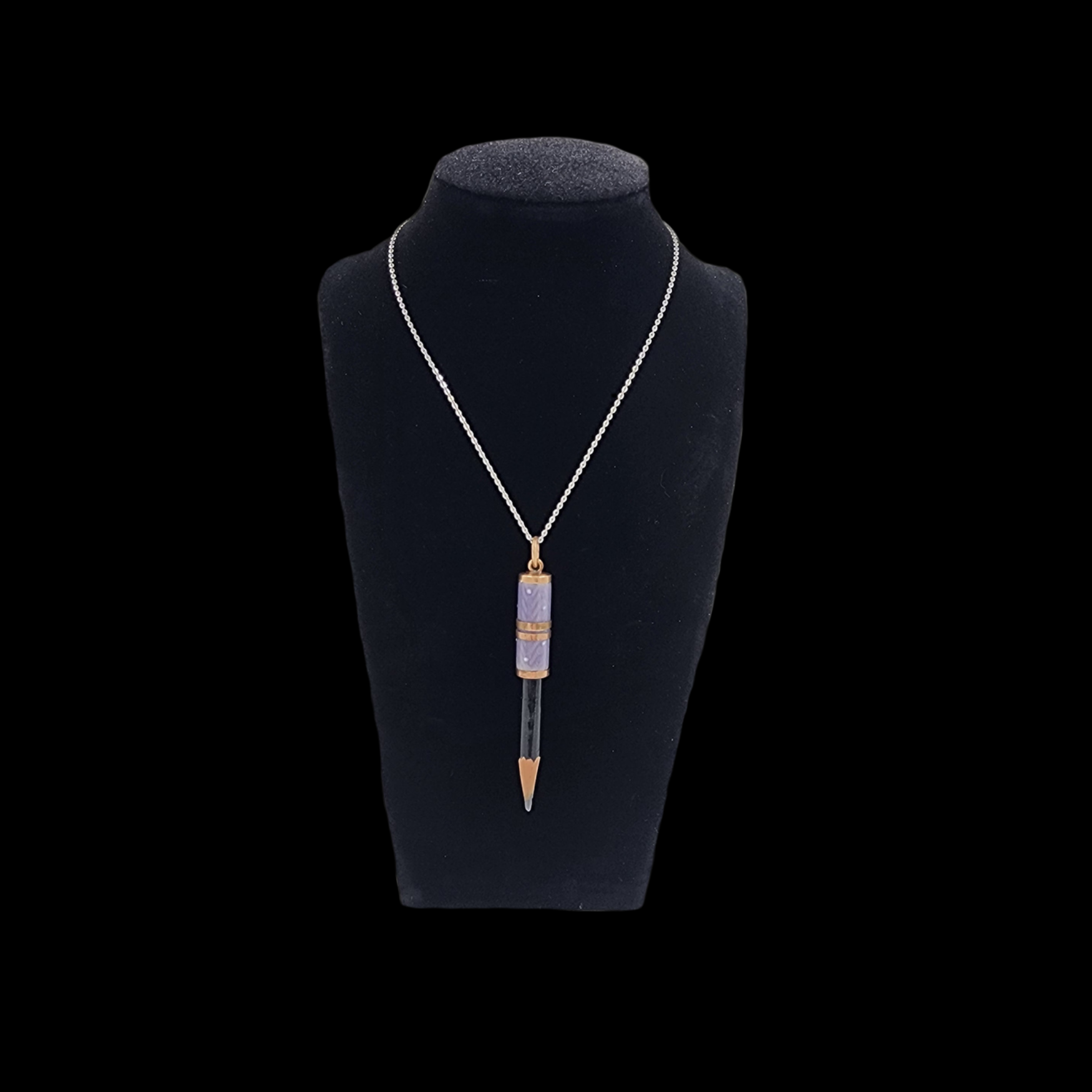 Antique Guilloché Enamel Pencil Holder Pendant on Chain - preview photo 1123