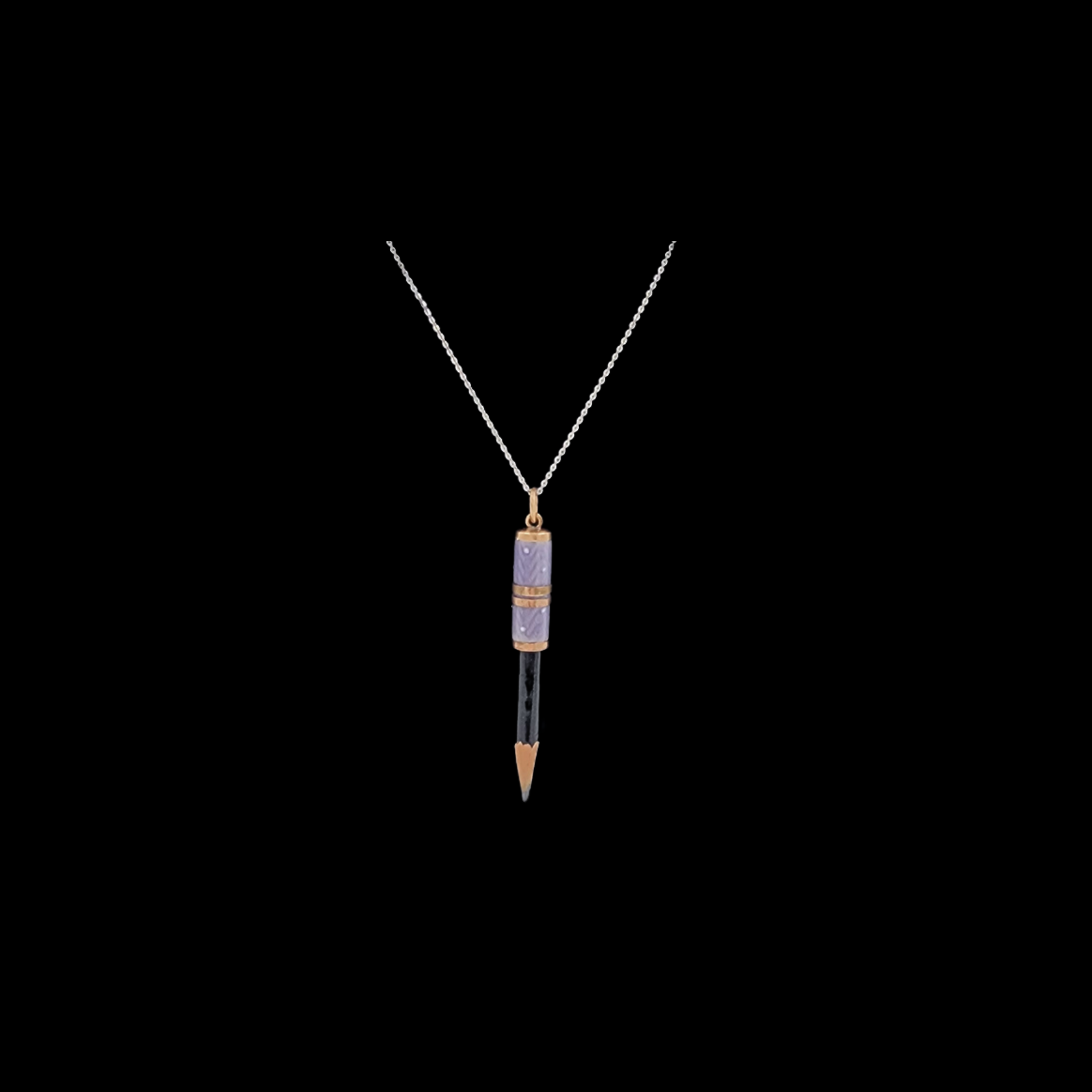 Antique Guilloché Enamel Pencil Holder Pendant on Chain - preview photo 2123