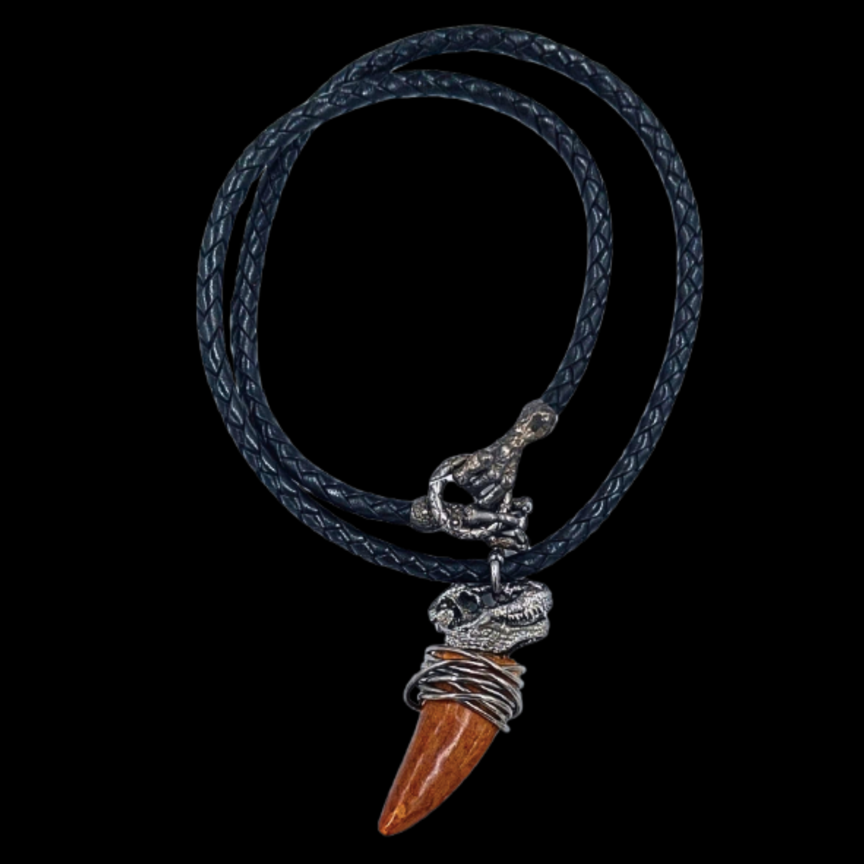 Silver pendant with Carcharodontosaurus tooth, 5.1. cm