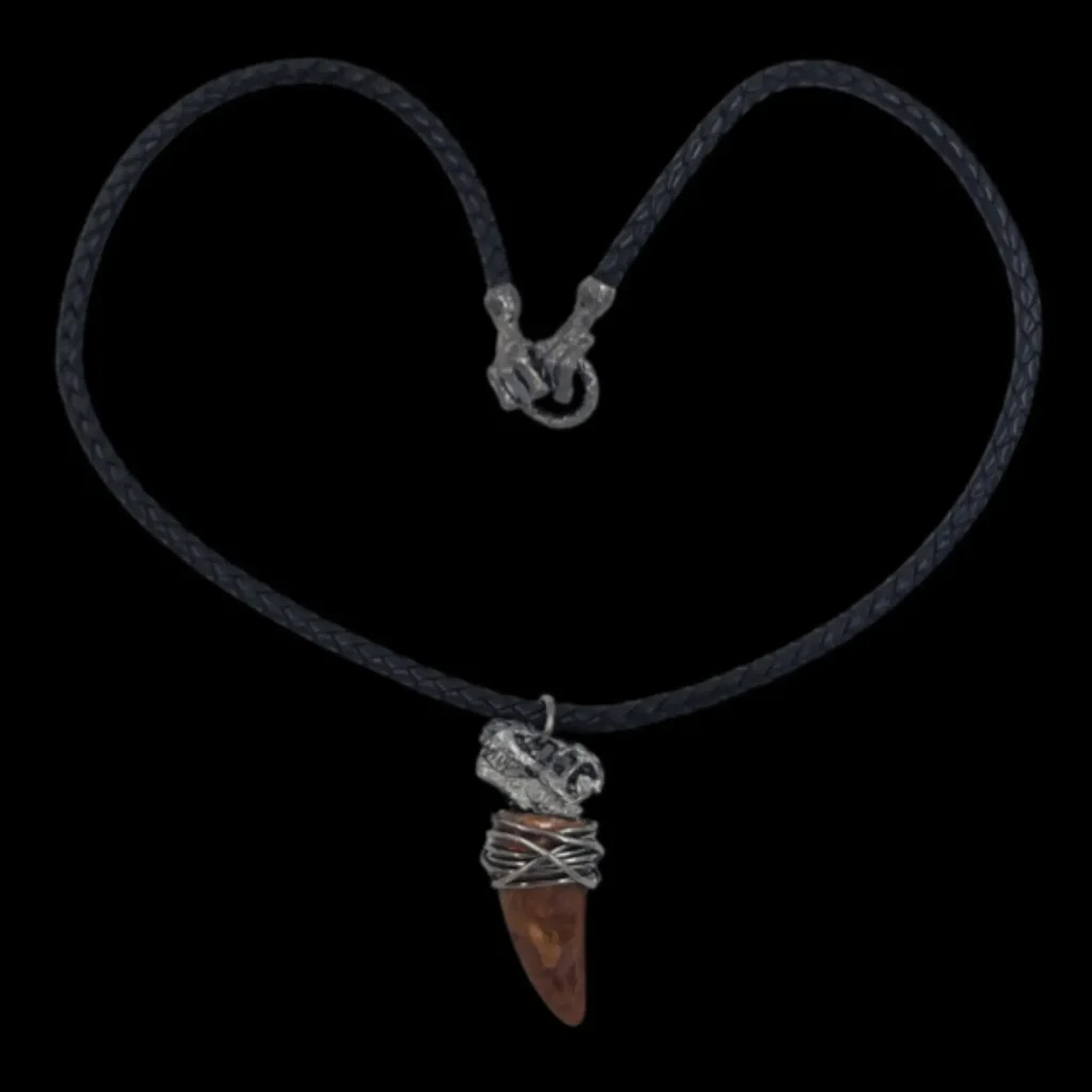 Silver pendant with Carcharodontosaurus tooth, 5.1. cm
