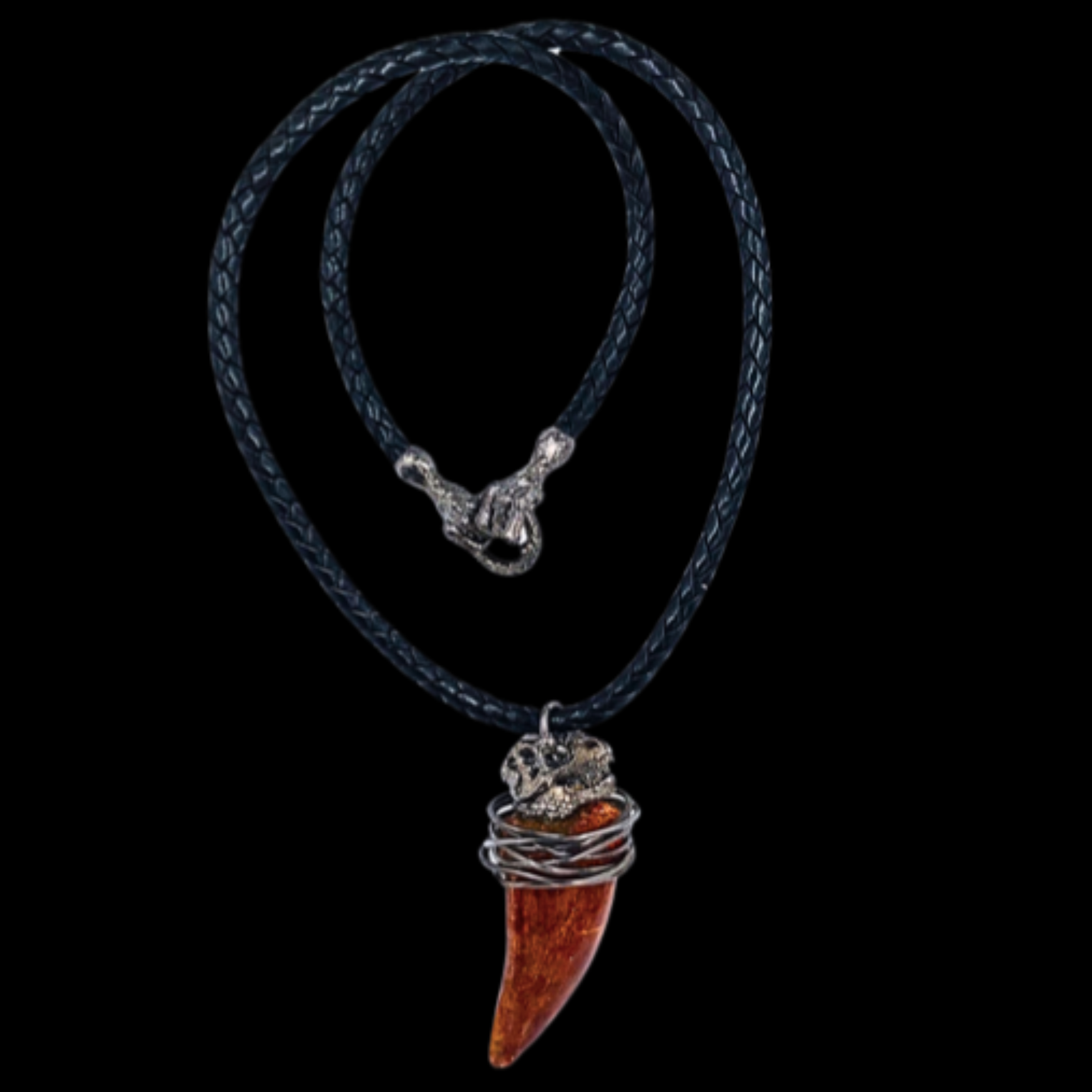 Silver pendant with Carcharodontosaurus tooth, 7.2 cm