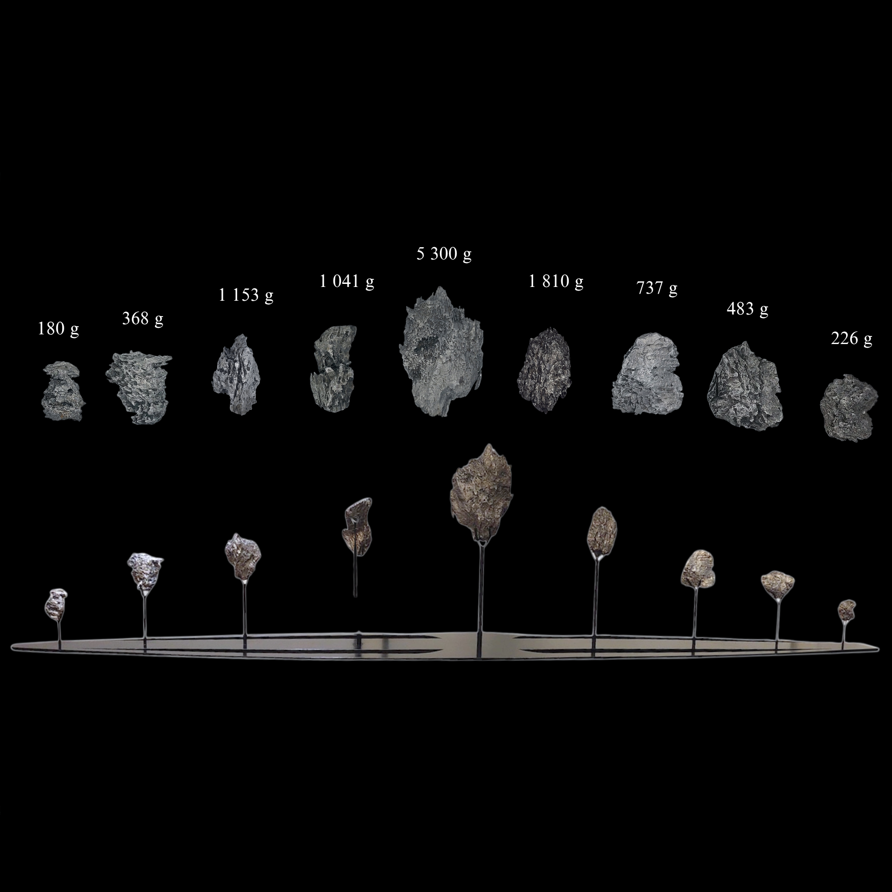 Monumental Composition of 9 Dronino Iron Meteorites - 11,444 g of Primordial Solar System Material - preview photo 3123