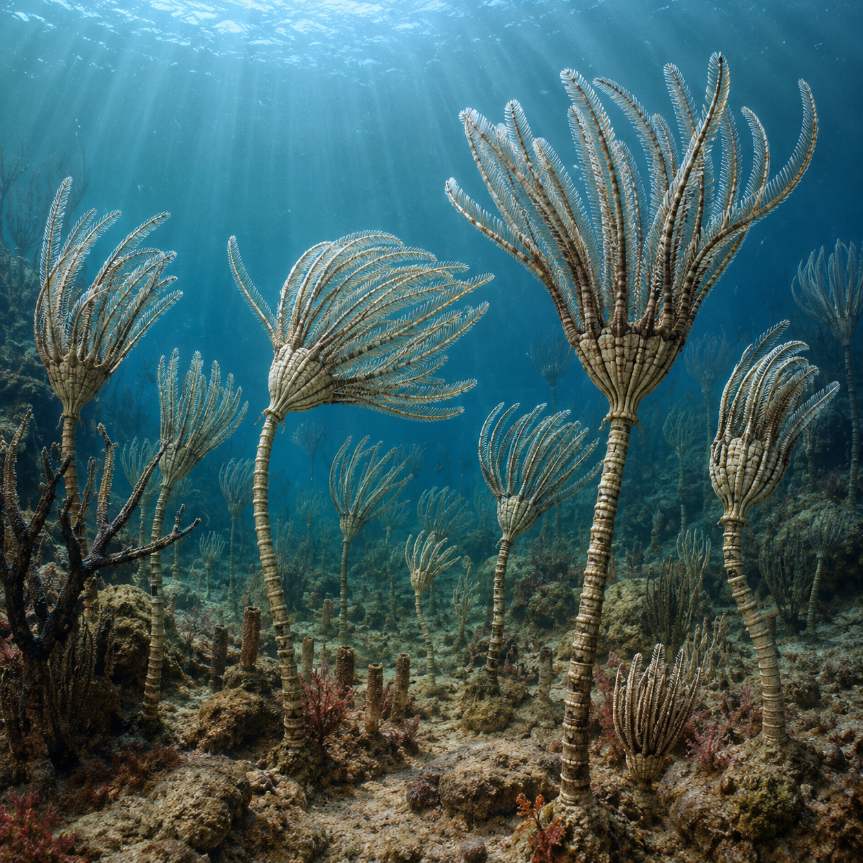 Crinoid Fossil Slab with Articulated Sea Lilies - preview photo 3123