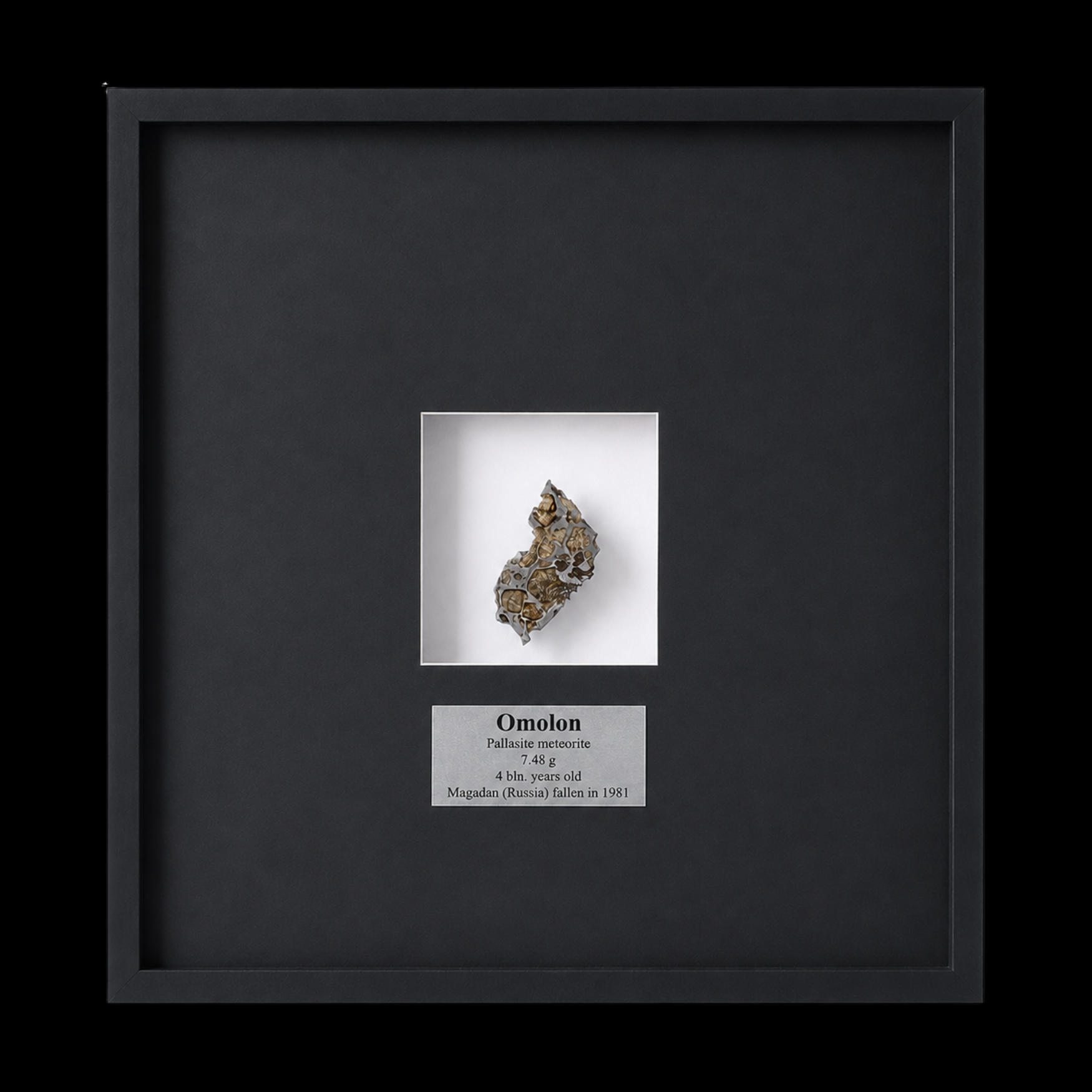 Photo (4) 7,48 gr Omolon Pallasite meteorite with Widmanstätten pattern, 4 bln years old123