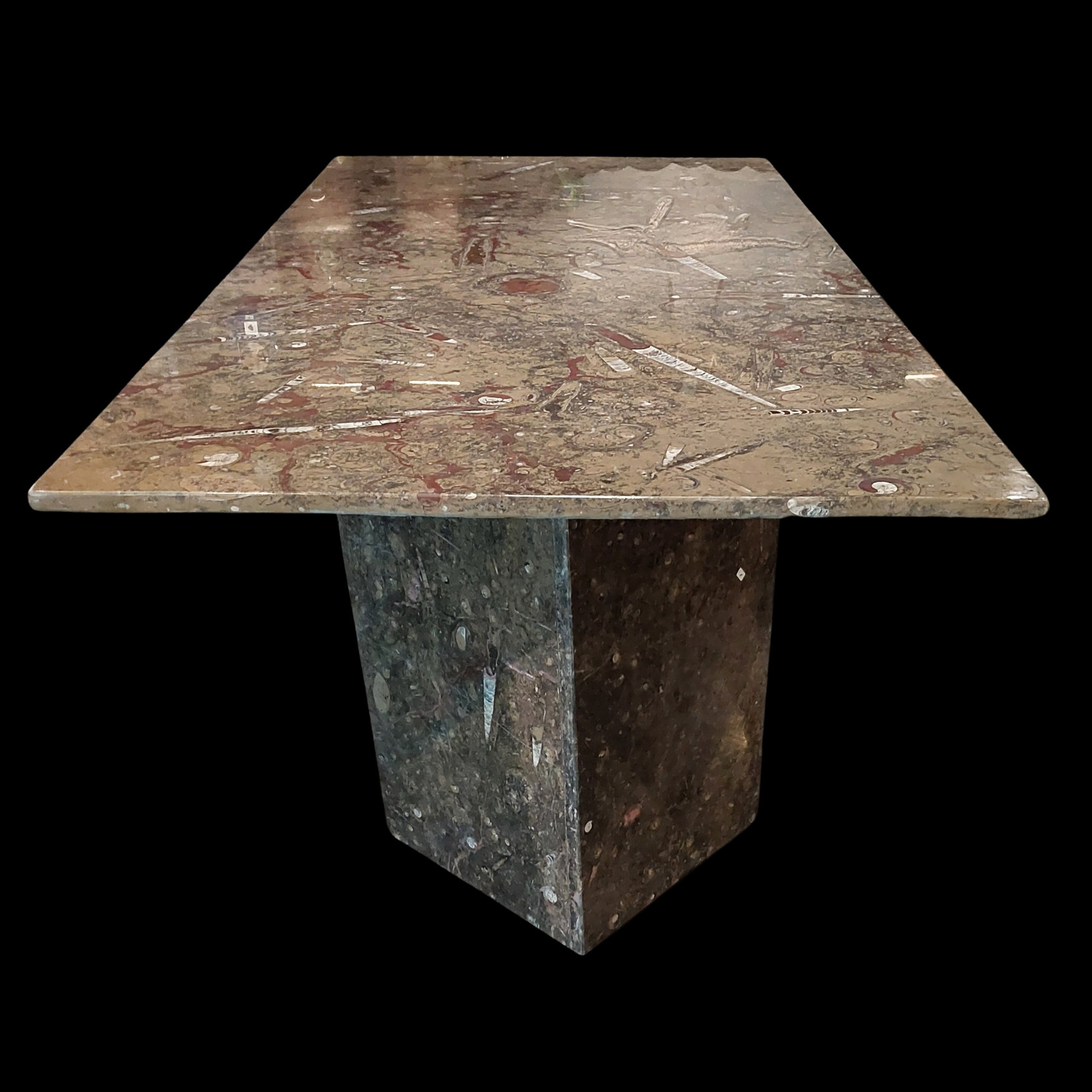 Marble Fossil Table with Orthoceras and Gastropod Fossils - preview photo 2123