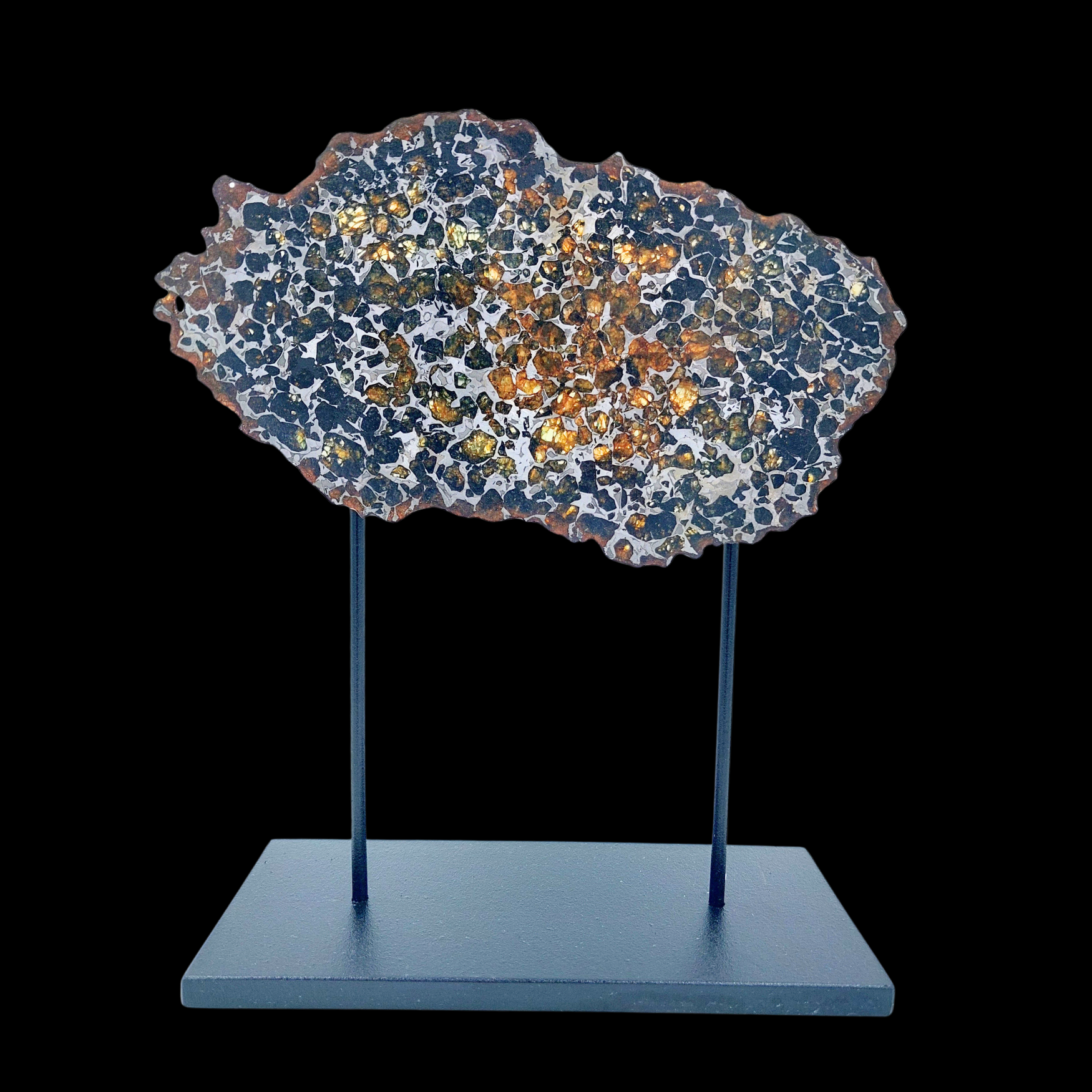114 g Pallasite meteorite slice showcasing Widmanstätten pattern, 4 bln years old - preview photo 1123