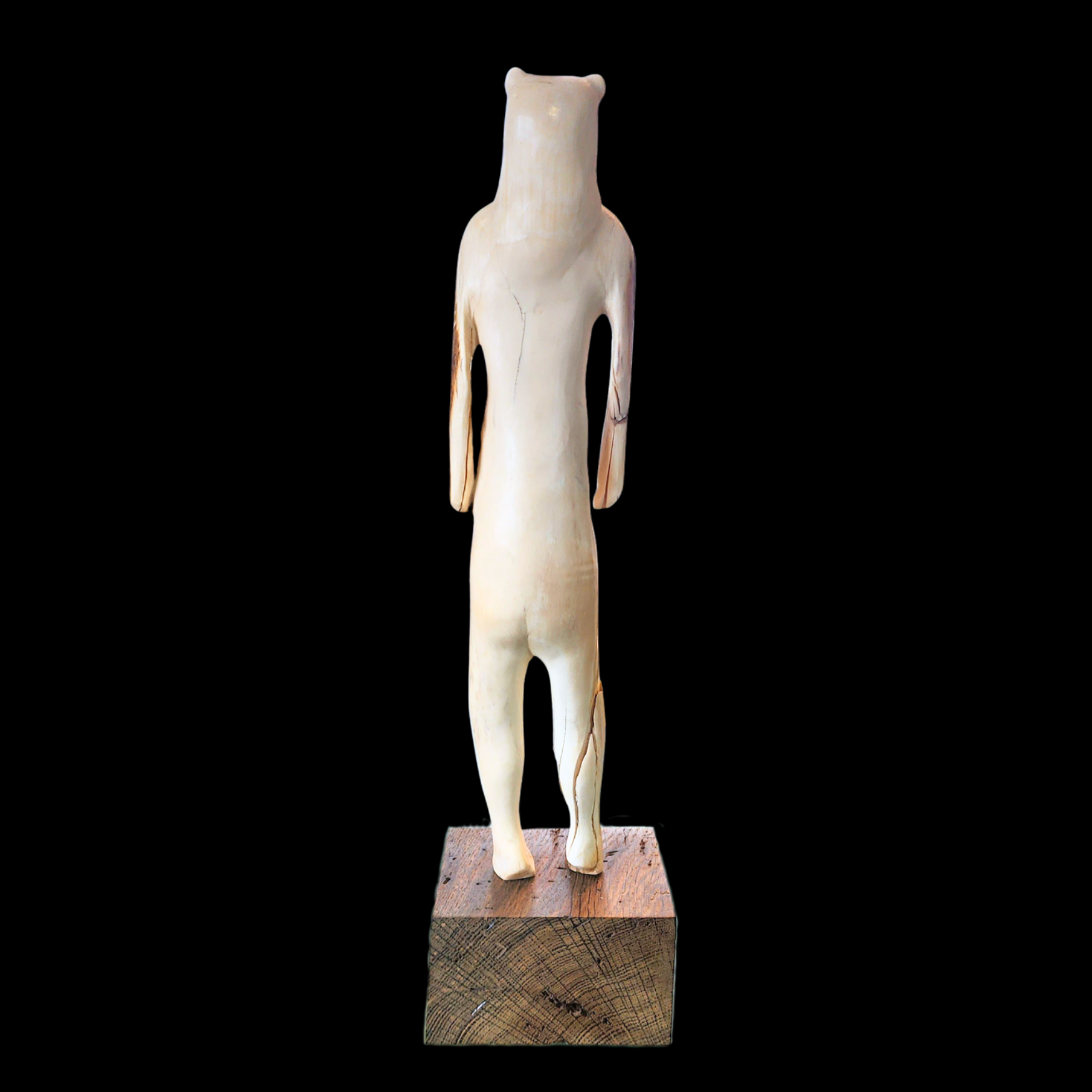 Cro-Magnon Figure in Mammoth Ivory on Bog Oak Base - preview photo 2123