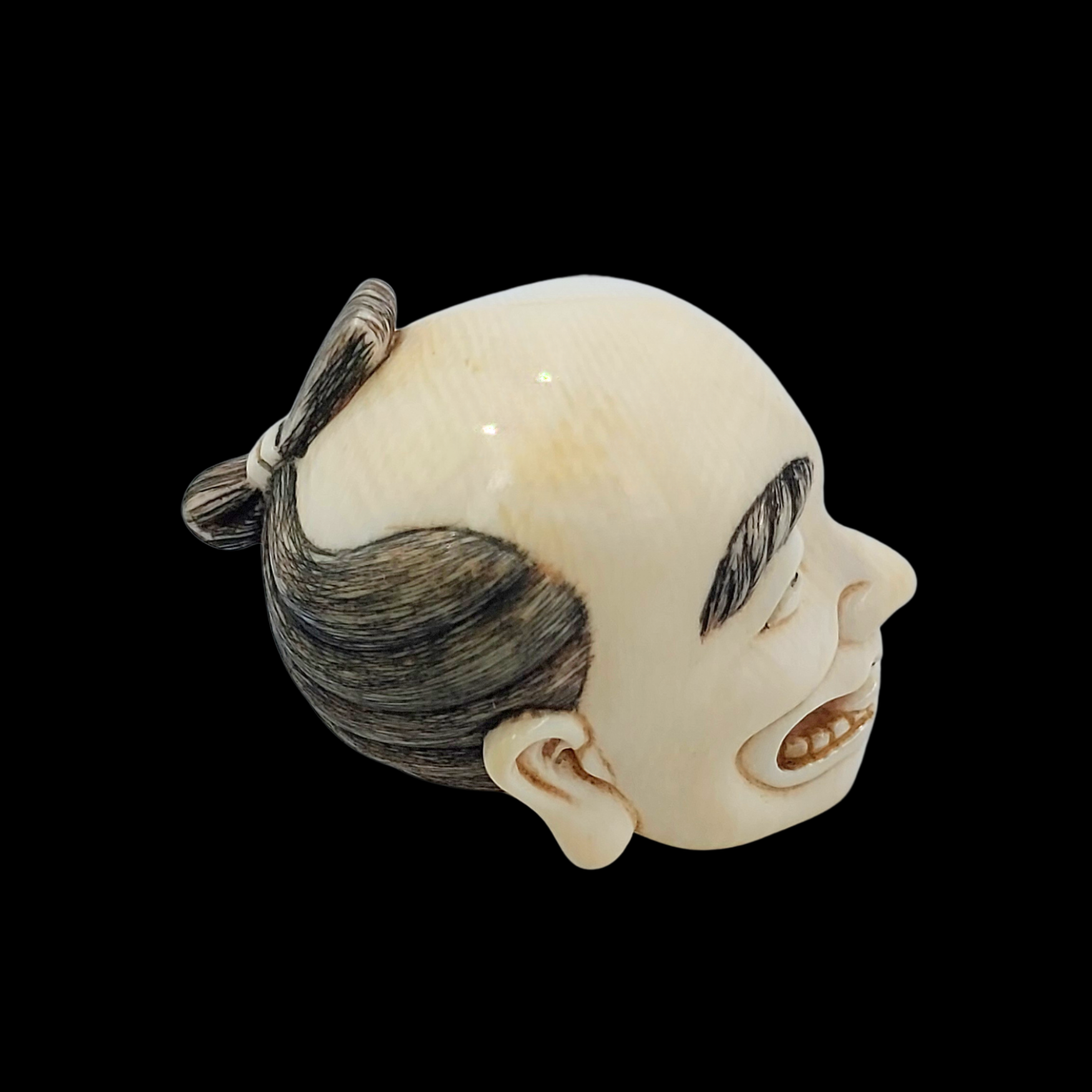 Japanese Half-Skull Half-Human Netsuke Carved from Mammoth Ivory - preview photo 2123