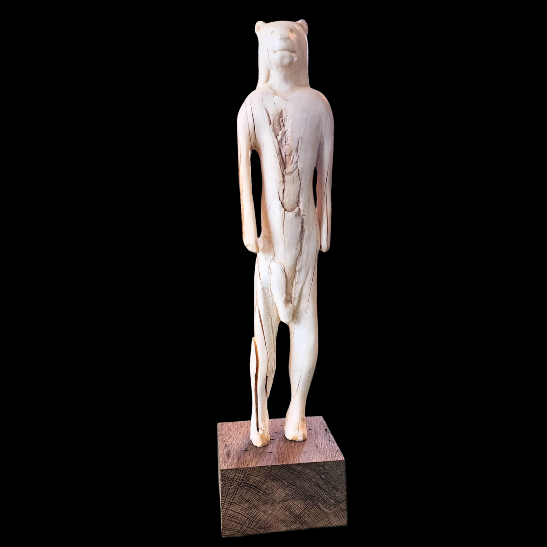 Cro-Magnon Figure in Mammoth Ivory on Bog Oak Base - preview photo 1123